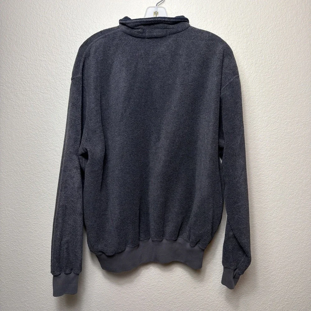 Polo Ralph Lauren Sweatshirt Mens Medium Quarter Zip Mock Neck Sweater Gray Pony